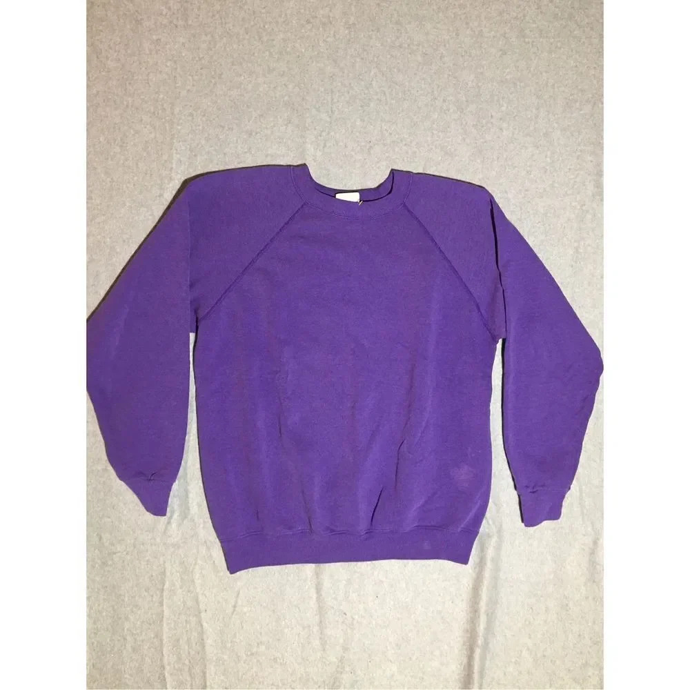 Womens Hanes Sweater Size Large Vintage Made in USA Plain Purple Cotton Blend